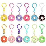 Jadive 48 Pcs Sweet Donut Party Favors Donut Keychain Sweet Doughnut Theme Birthday Party Supplies Pendant Ornament for Christmas Kids Boy Girl Gift Reward Goodie Bag Fillers, 12 Colors