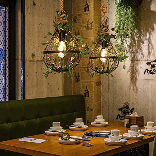 Preisvergleich Produktbild Kronleuchter,Leicht zu installieren Retro Industrial Wind Garn Kronleuchter kreative Restaurant Milch, Tee, Kaffee, Bar Tisch Esstisch Flur Balkon Retro Deckenleuchte Schwarz Schöne
