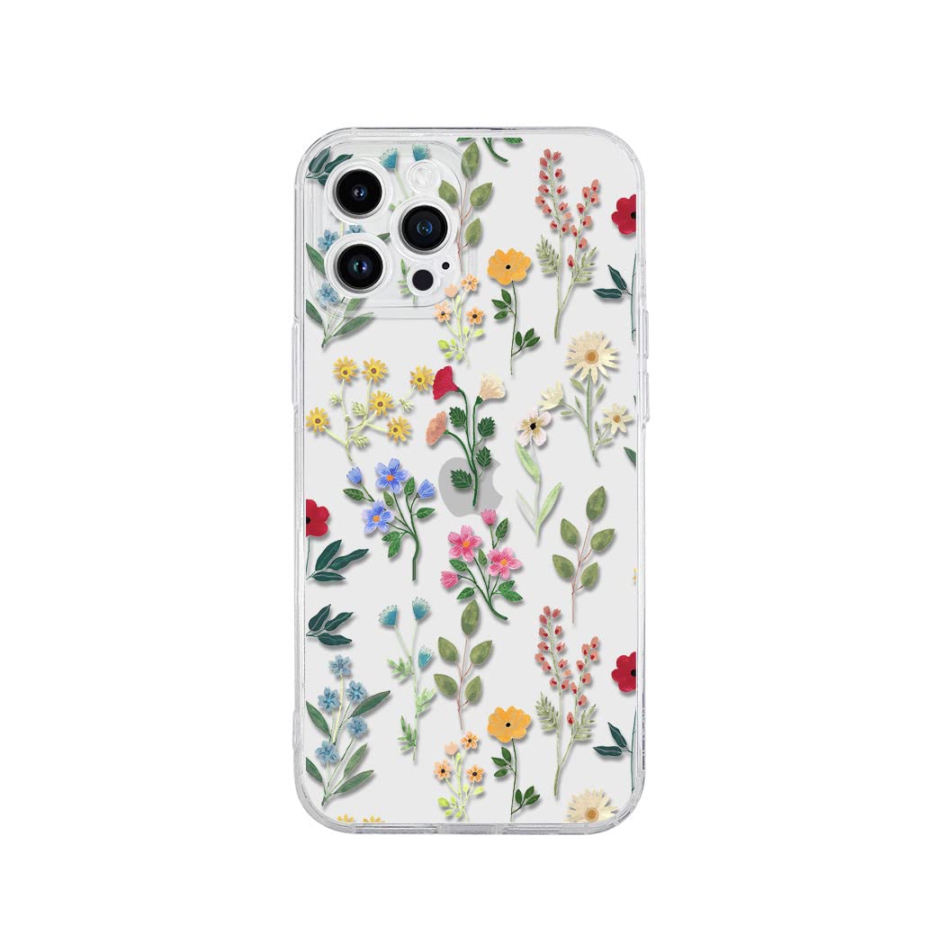 SunyuerDesigned for iPhone 12 Pro Case, Slim Fit Clear Cover with Fashionable Aesthetic Floral Designs for Girls Women, Protective Phone Case for iPhone 12 Pro 6.1" (Little Flowers)