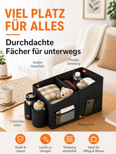 WOCVRYY Auto Organizer Kinder Rücksitz, Stabil Faltbar 600D Oxford