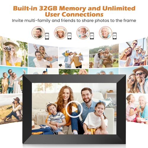 WONNIE 10.1 Inch WiFi Digital Picture Frame with 32GB Memory, 1280x800HD IPS Touch Screen Electronic Photo Frames, Easy Set-up & Use, Instant and Private Photo-Sharing, Send Wishes, Auto-Rotate - Image 6