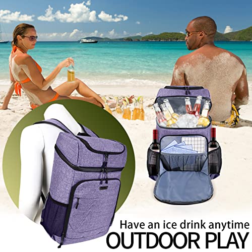 Baglher Cooler Backpack 30 Cans Lightweight Insulated Backpack Cooler Leak-Proof,Lightweight Backpack With Cooler For Lunch Picnic Hiking Camping Beach Park Day Trips. Purple #TOP6