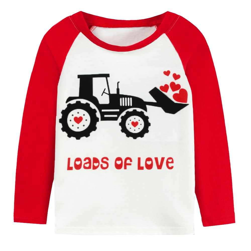DDSOL Toddler Boys Girls Valentines T-Shirt Unisex Raglan Long Sleeve Tees Loads of Love Heart Kids Boys Tops 2-8 Years