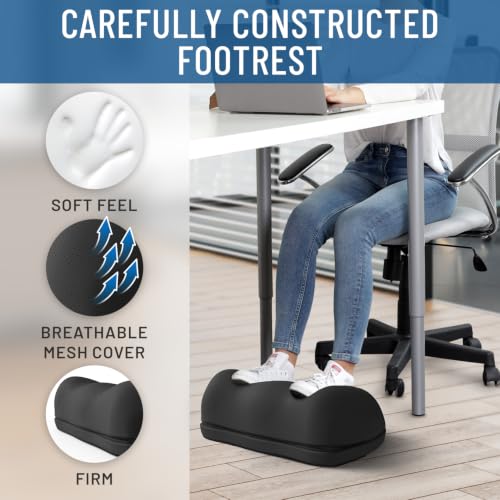 Image of Everlasting Comfort Adjustable Cloud Foot Rest for Under Desk at Work with Pressure Point Nodes - Comfortable Memory Foam Office Foot Stool & Desk Pillow, Gaming & Home Accessories