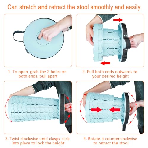 image for Boreeman Upgraded Folding Stool Lightweight Yet More Sturdy with Load 