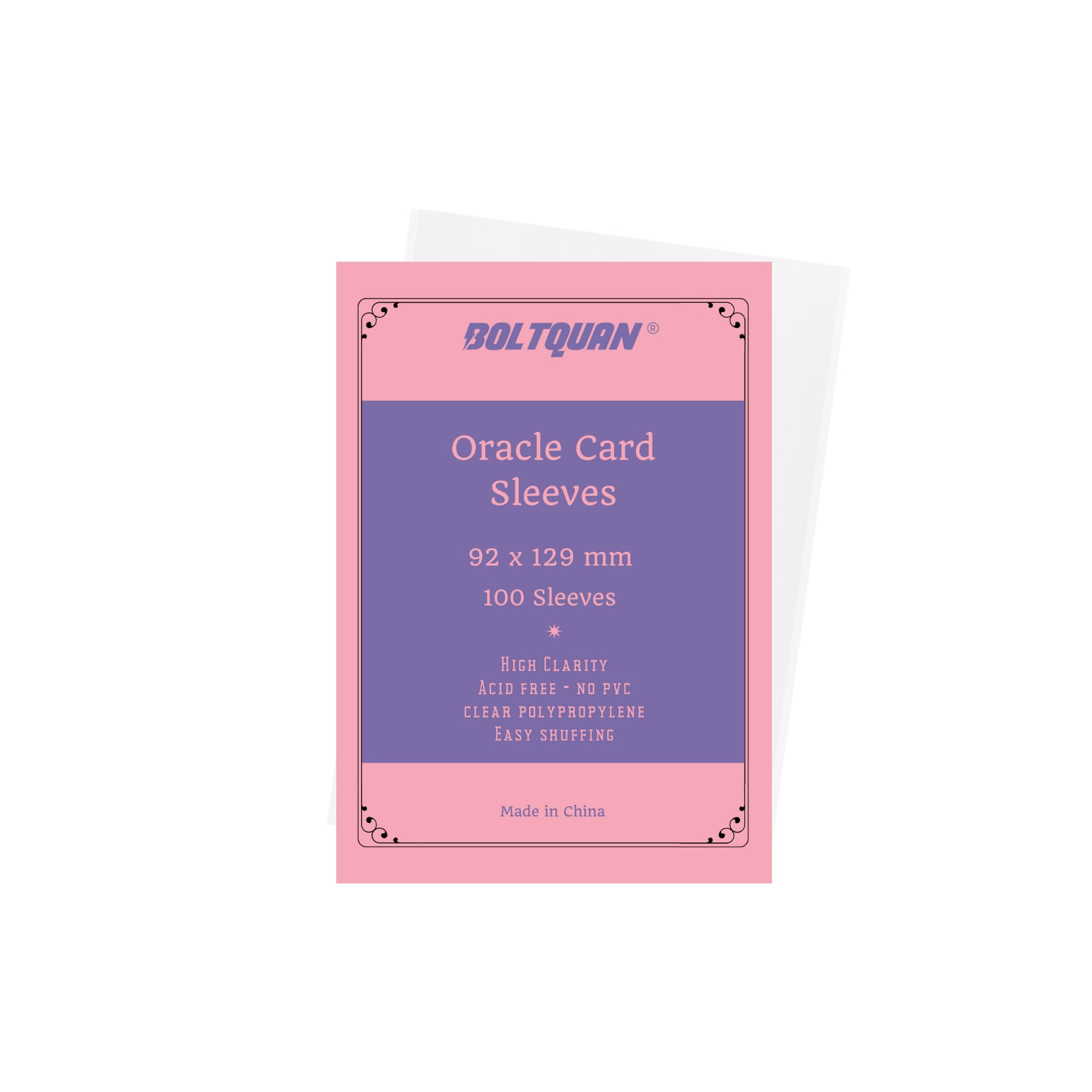 Boltquan 92x129 mm Oracle Card Sleeves – Custom Fit for Large Oracle Decks, Archival Quality Protection, PVC-Free, Thick and Clear Card Protectors