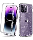 Hython Case for iPhone 14 Pro Max Case Glitter, Cute Clear Glitter Bling Sparkle Cover, [Military Gr