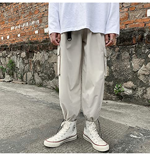 Calças Cargo Brancas Cáqui Simples Bonitas Plus Size Calças Largas Campus Street Boy Calças Diárias