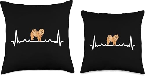 Miniatura 3 de Chow Chow Motive Chow Chow Puppy Dog Heartbeat Chow Throw Pillow, 16x16, Multicolor