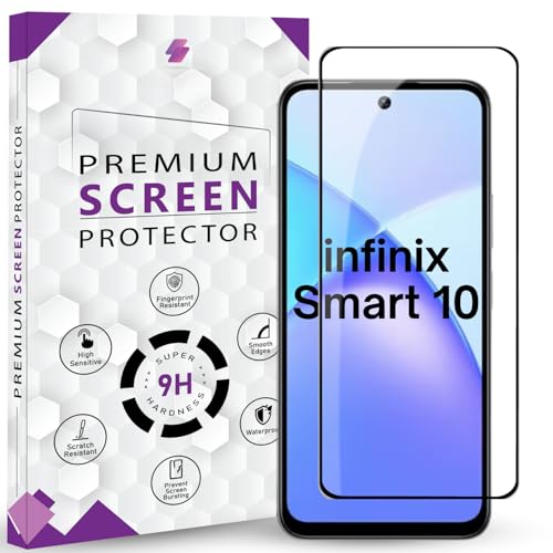Image of Premium Tempered Glass Screen Protector Guard For infinix Smart 10 (6.67 Inch, Pack of 1) | Edge to Edge Coverage With Easy to installation kit