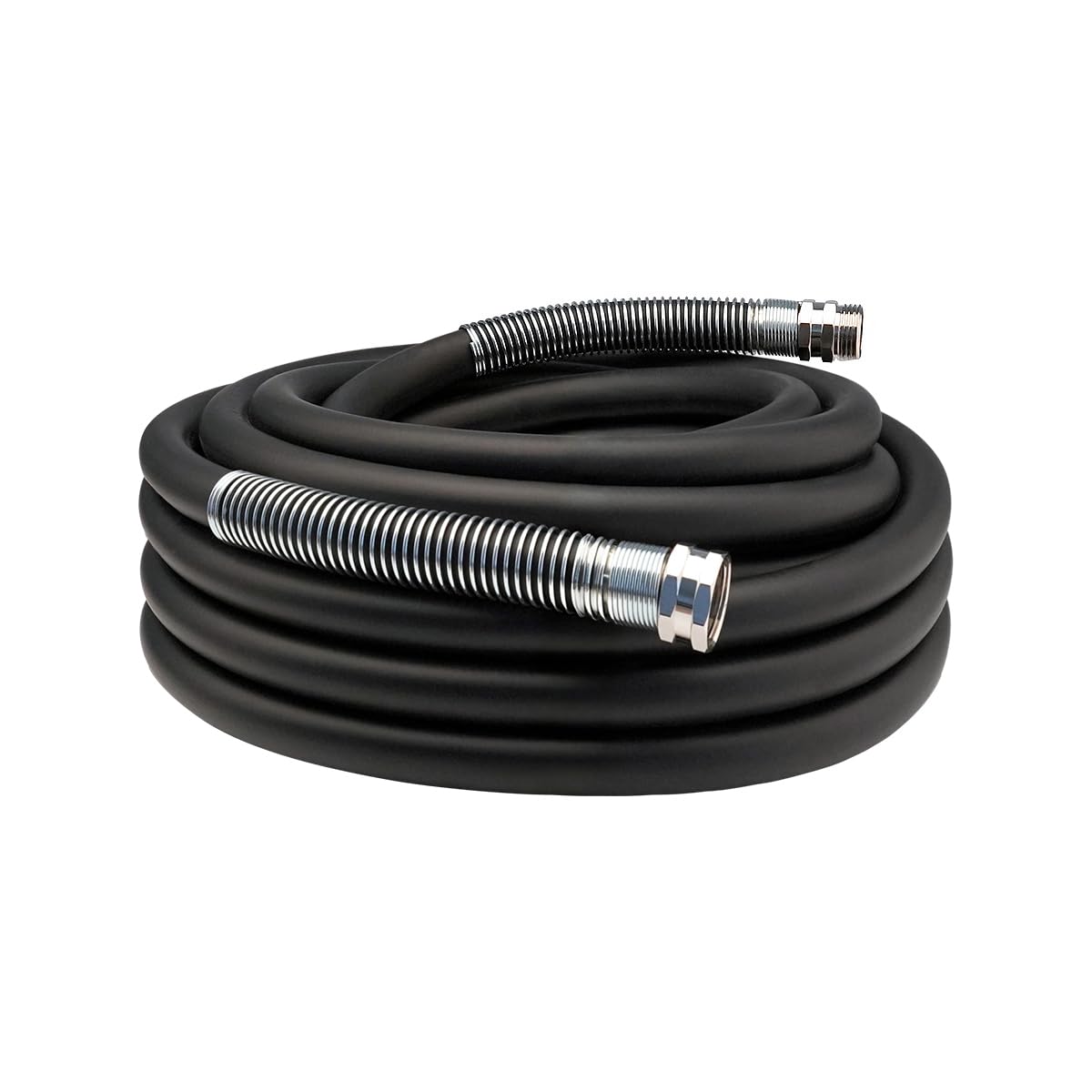 Guitrees 2026 Upgraded Garden Hose 25FT x 5/8", Heavy Duty Rubber Water Hose with Five Layered Braiding, Swivel male and female Nickel-plated Brass Fittings, 1000PSI Burst, 300PSI Working (Black)