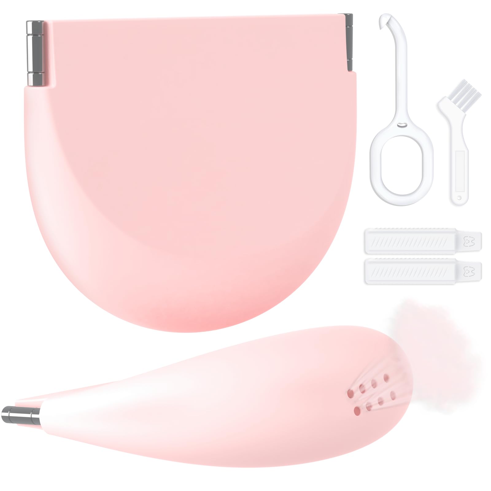 Retainer Case with Vent Holes, Silicone Portable Slim Cute Retainer Holder Compatible with Invisalign, Night Mouth Guard Case, with Retainer Remover Tool, Chew & Brush, Pink(1 Pack)