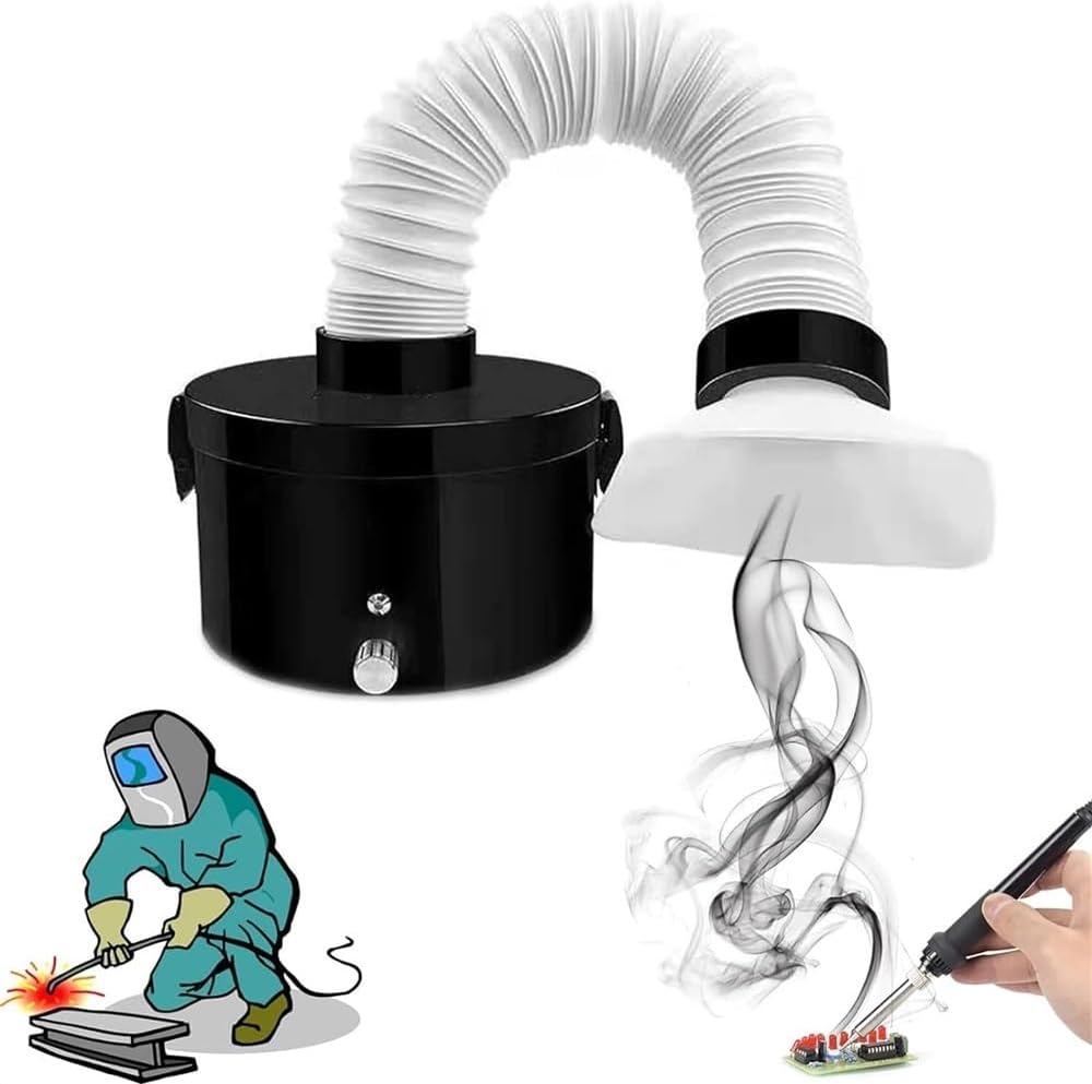 Fume Smoke Absorber Solder Fume Extractor Strong Suction Power Solder Fume Filter 3 Stage Filtration for Esd Soldering Station, Manual Welding, Soldering Iron, Cosmetology 100v-240v
