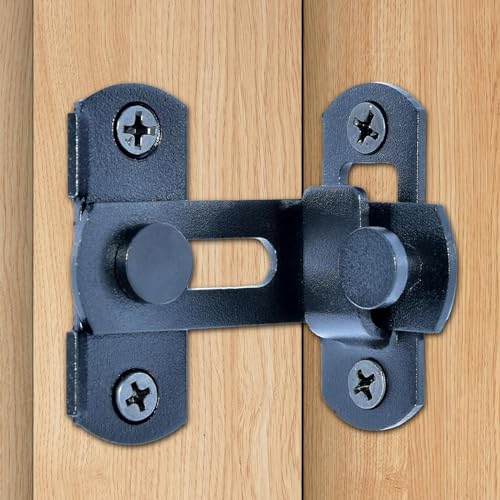 Door Hasp Latch 90 Degree, Stainless Steel Safety Angle Locking Latch for Push/Sliding/Barn Door