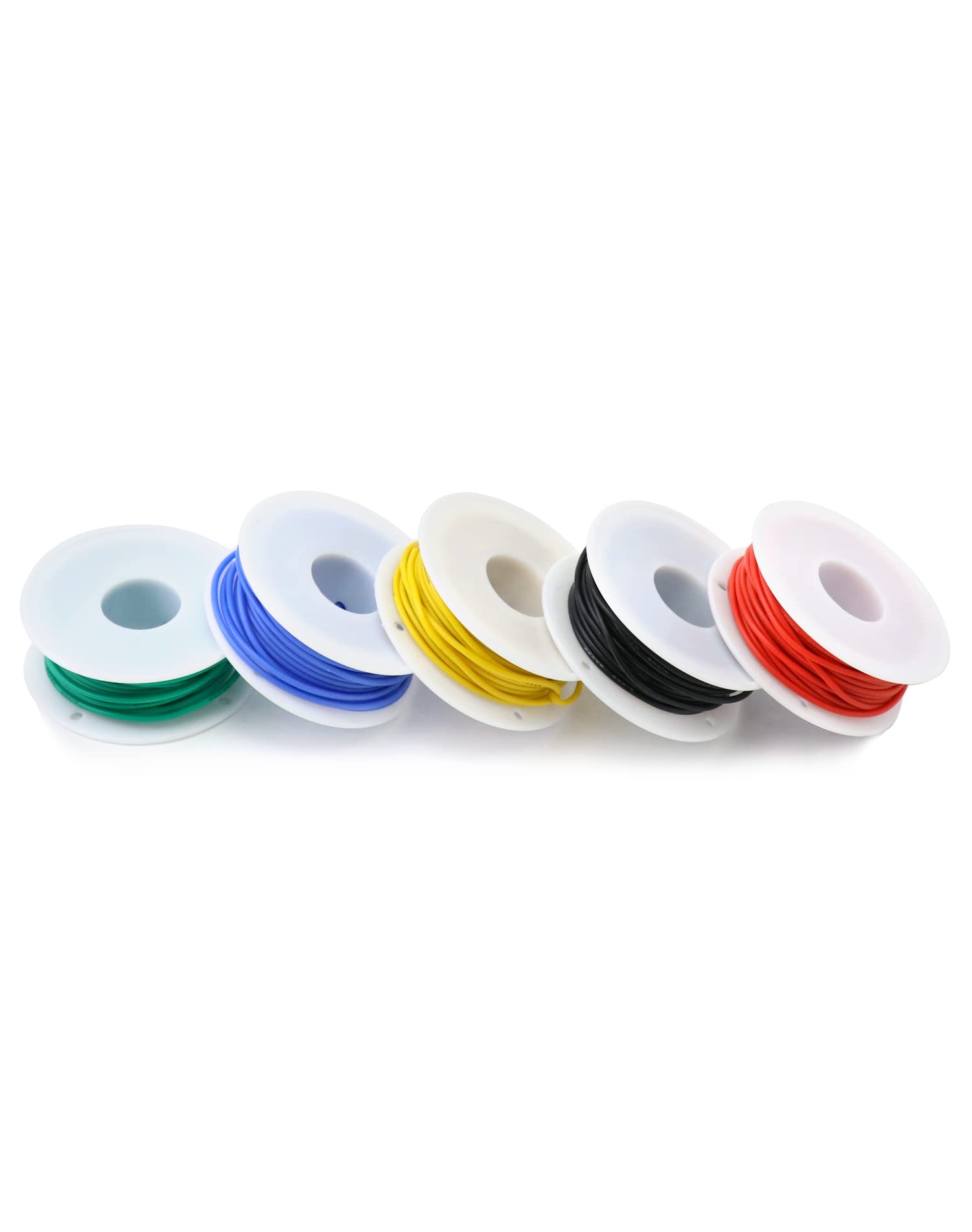 QWORK® Juego de Cable Eléctrico Flexible - 22 AWG 0.32mm² 5 Colores (10 Metros Cada Uno) - Cable de Cobre Estañado con Aislamiento de Silicona