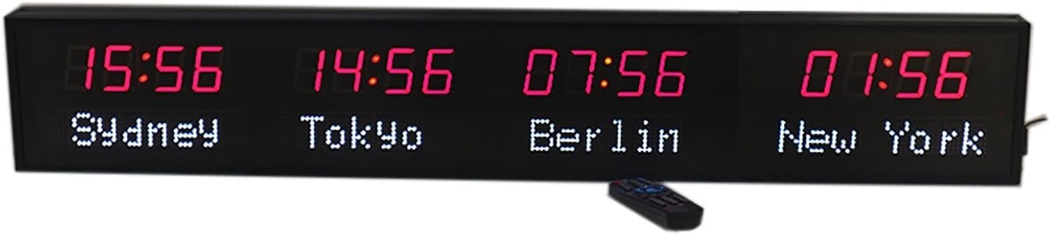 CTFKUZRXI 4 City World Time Zones Clock, Digital Led World Clock