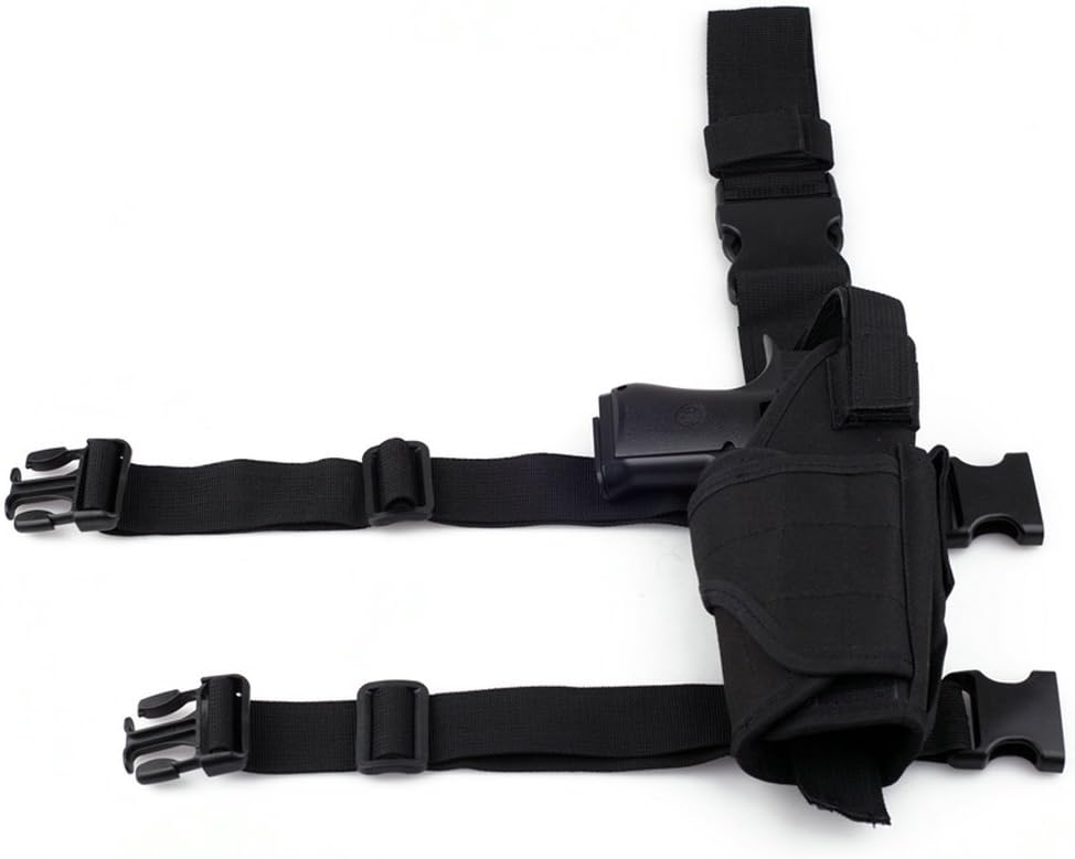 pushamaz Tactical Pistol Hunting Adjustable Right Handed Leg Holster Waterproof Hand Gun Drop Leg Thigh Pouch (Black)