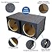 Atrend Dual Vented 12 Inch Subwoofer Enclosure - SPL Tuned Car Subwoofer Boxes & Enclosures - Premium Subwoofer Box Improves Audio Quality, Sound & Bass - Nickel Finish Subwoofer Terminals - Charcoal