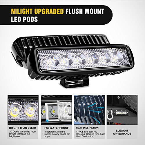 Image of Nilight Rear Bumper Compatible for 2018-2024 Jeep Wrangler JL Rock Crawler Bumper with Hitch Receiver & 2X Upgraded 18W LED Lights Off Road Textured Black