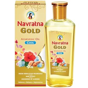 Navratna Gold Ayurvedic Hair Oil | with 24K Gold & 9 Ayurvedic Herbs | Lightweight, Non-Greasy & Fast-Absorbing | Relaxing Head Massage Oil | Deeply Nourishes Hair | 16.91 Fl Oz (500ml)