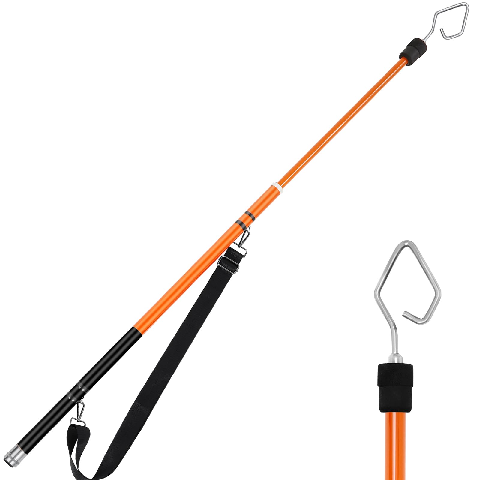 Nuanchu Cable Wire Pull Push Telescopic Pole 24 ft High Density Carbon Fiber Telescoping Extension Fish Pole with Insulated Handle Cable Wire Puller for Electricians Running Wires Coax Job, Orange