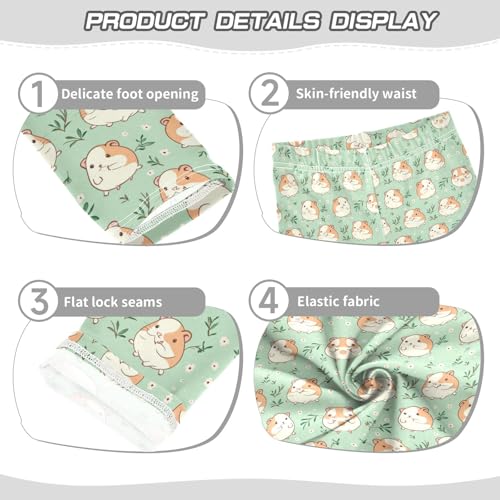 Cute Hamster Flower Girls Leggings Kids Yoga Pants Athletic Tights Pants 4-10 Years3