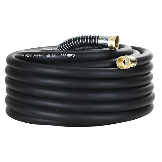 50FT 5/8 Heavy Duty Rubber Garden Hose - 200psi Working, 1000psi Burst - Hot/Cold Water - Five-Layered Braiding for Durability - Versatile for Gardening, Agriculture, Construction(Black)