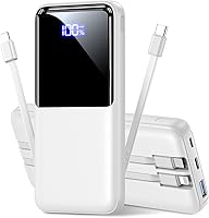 CFIAI 15000mAh Power Bank with Built-in Cables, 22.5W Fast Charging Portable Charger for iPhone 17/16, Samsung Galaxy, Android - Slim Travel Essential