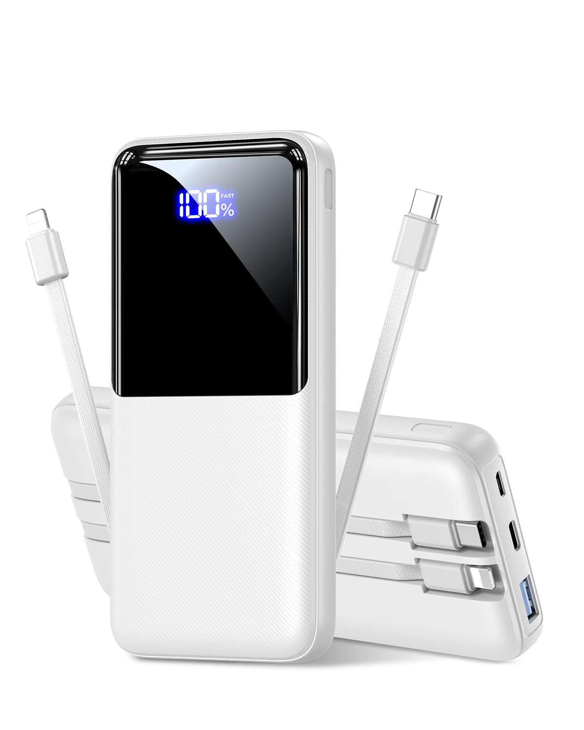 Portable Charger Power Bank - 15,000mAh Battery Pack Portable Phone Charger with Built in Cable 22.5W Fast Charging Powerbank Compatible with iPhone Android Samsung Phone, Travel Camping Essential