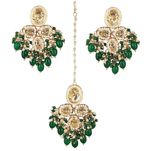 Image of Lucky Jewellery Back Meenakari 18k Gold Plated Set with Earring and Mang Tika Combo Uncut Big Faux Kundan Choker Necklace set (2415-J5SK-1815-PARENT)