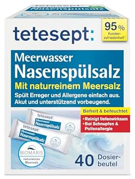 tetesept Meerwasser Nasenspülsalz bei Schnupfen und Pollenallergie 40 Beutel - Nasenspülung auch für Kinder reinig