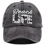 Beach Life Hat, Beach Hair Don't Care Baseball Cap Vintage Embroidered Adjustable Distressed Washed for Men Women