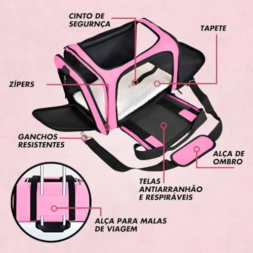 S-SHINE Bolsa de Viagem para Transporte Pet Avião Carro Reforçada Cachorros e Gatos Cabine Confortáv