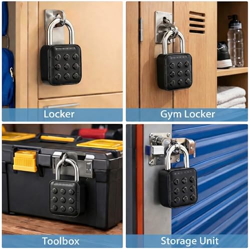 Image of Combination Padlock - Combination Lock with 6-Digit Code, Digital Padlock with Keyless Entry, IP67 Waterproof Zinc Alloy Lock for Locker, Gym, Travel, Outdoor, Gate (Black)