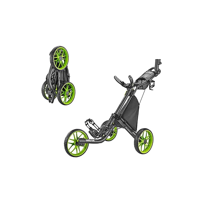 CaddyTek 3 Wheel Golf Push Cart Foldable Collapsible Lightweight