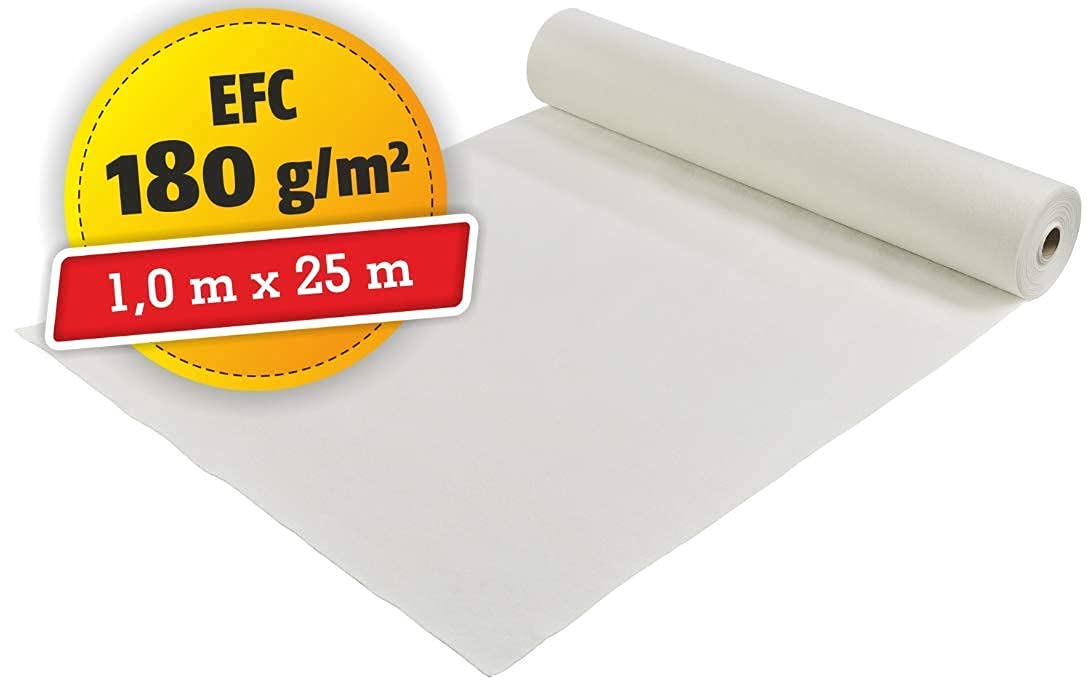 Schutzvlies selbsthaftend | Abdeckvlies | Malervlies | mit Folie | mehrfach verwendbar | 1 m x 25 m | 180 g/m²