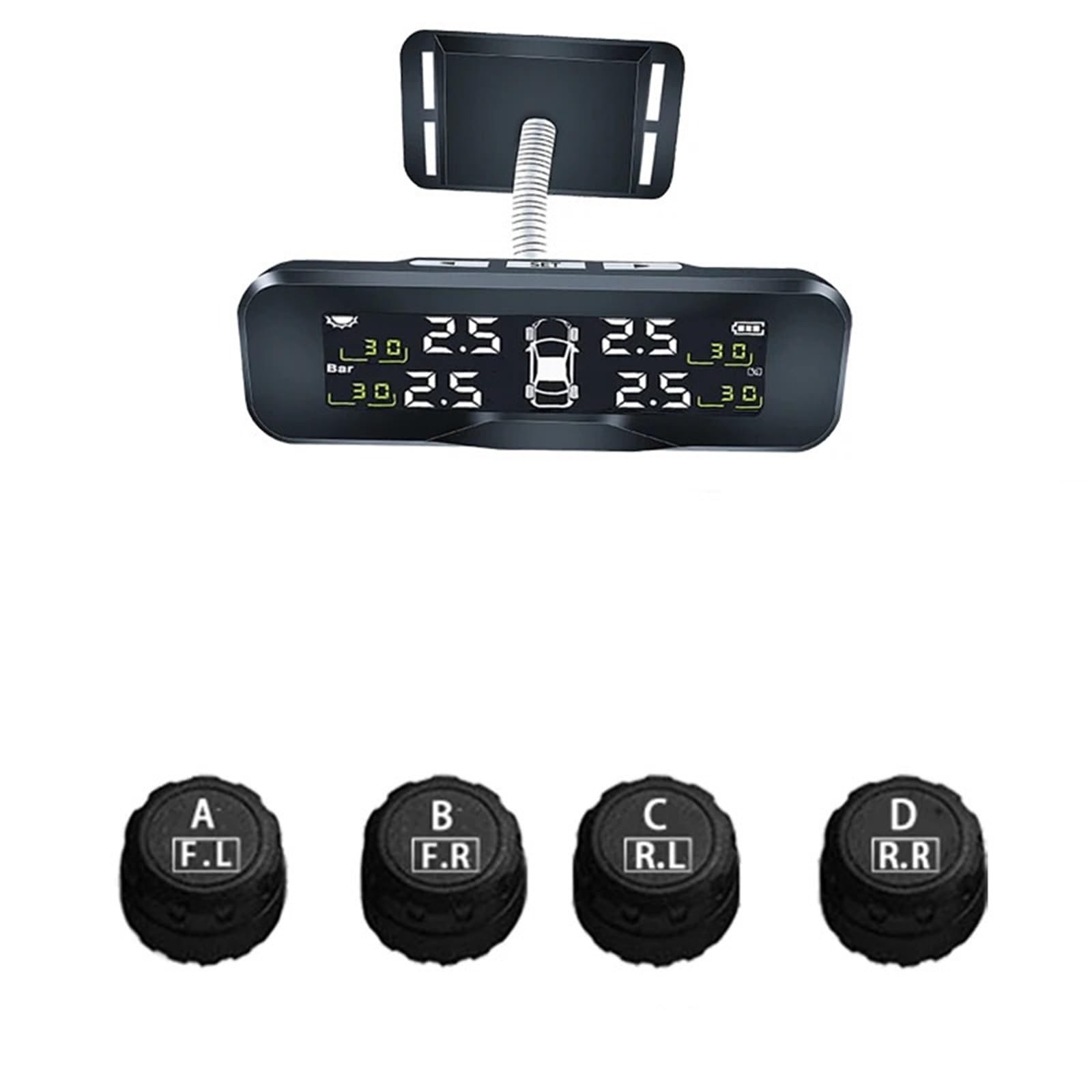 Monitor Presión Neumáticos para Detector Solar Inalámbrico, para Coche, Sensor Integrado Y Externo, Celda Carga Medidor Digital de Presión de Neumáticos(External Sensor)