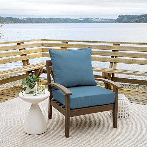 Image of Arden Outdoor Foam Deep Seat Cushion Set, 4-Pack, 24x24, Premium High-Density Foam, Never Flattens, Weather-Proof for Patio Chair Sofa Couch, French Blue Texture