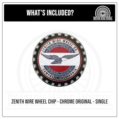 Image of Zenith Chrome Metal Wheel Chip Emblem (Single) | Triple Chrome Plated Solid Metal Wheel Chip Emblem, 2.25 inch | Designed for Lowriders with Cut or Recessed Knock Off Spinner Caps