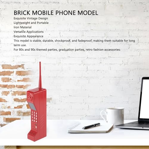 90er-Jahre-Telefon-Requisite, Handy-Ornament, Retro-Telefon-Requisite für Zuhause, Wohnzimmer, Dekoration (Rot)