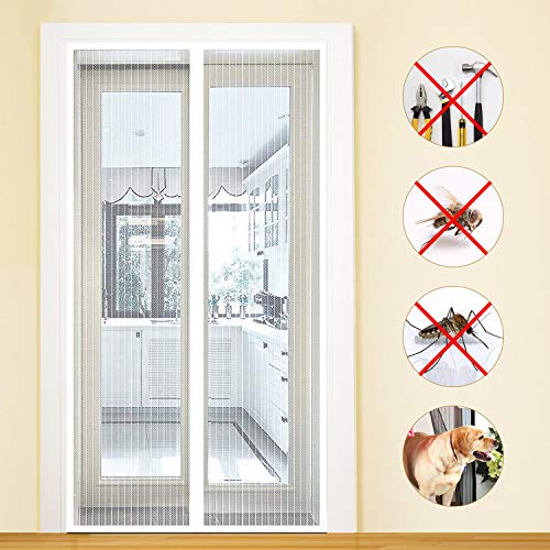 MODKOY mosquiteras Puertas Exteriores Adsorción magnética Plegable Circulacion de Aire Cortina Ultrafina Cortina Mosquitera para Puertas para Puertas Pasillos 220x260cm Blanco