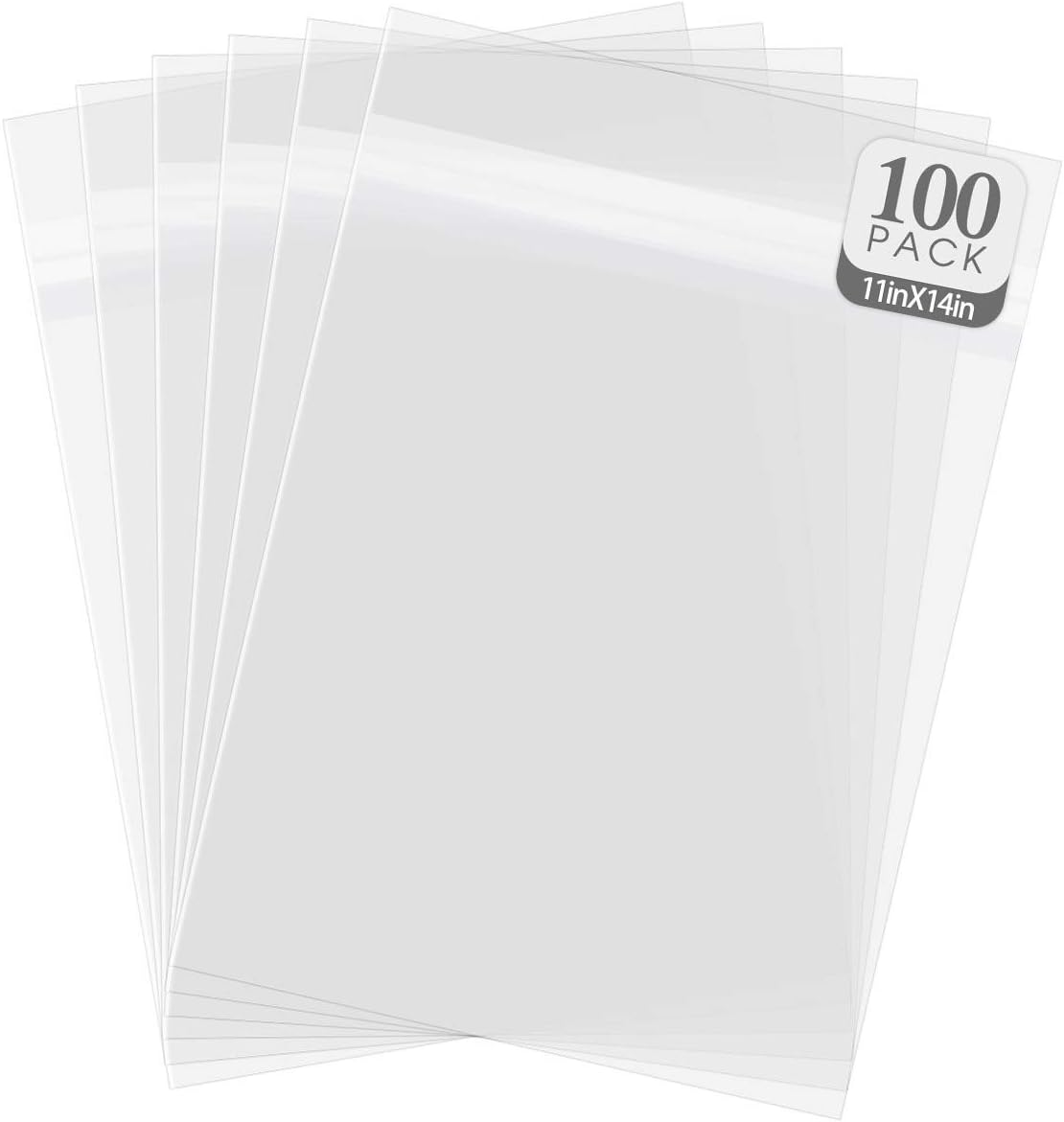 Golden State Art, Pack of 100, 11 3/16 X 14 1/8 inches Crystal Clear Sleeves Storage Bags for 11x14 Photo Framing Mats Mattes