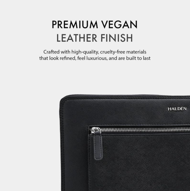 Image of HALDEN Ryden Laptop Bag, Vegan Saffiano Leather, 13L, Single Zipper, Fits 14 Inches, Unisex