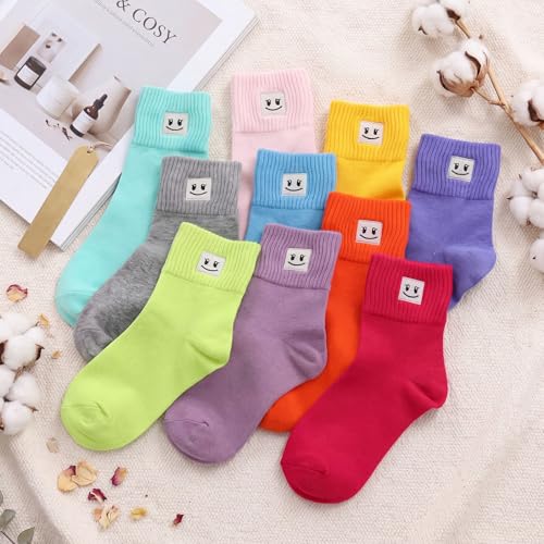 Image of Eurzom 10 Pairs Socks Womens Crew Elastic Ankle Length Cotton Socks Aesthetic Cute Lightweight Low Cut Gifts for Women