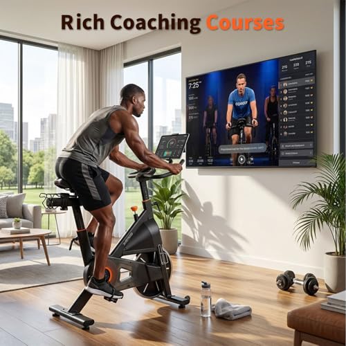 Image of TOUSAINS Magnetic Spin Bike for Home - Heavy Flywheel Exercise Bike, Low Noise Indoor Cycling Bike with Free Training APP, 32-Level Resistance Stationary Bike for Home Gym