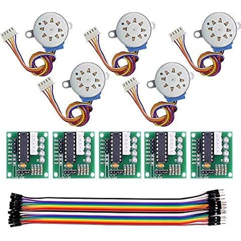DaFuRui 5 Sets 28BYJ-48 Stepper Motor ULN2003 Driver Board，28BYJ 48 uln2003 5V Small Stepper Motor Driver Board Compatible with Arduino Cover