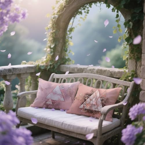 Housse velours géométrie rose 60x90cm imperméable pour coussin de canapé chic - 5