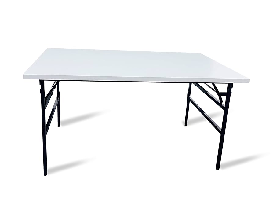 ホワイト折りたたみ式テーブル ユアサプライムス.com｜折れ脚テーブル 幅95cm スクエア型