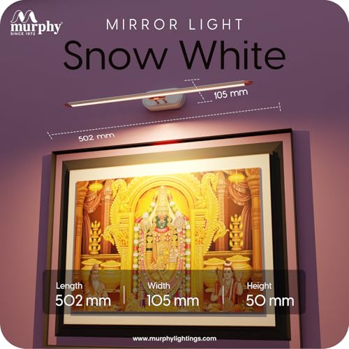 Image of Murphy 12W 3-in-1 Color Chnaging White Finish LED Mirror Picture Wall Light,Bathroom Vanity Led Mirror Light with 2 Year Warranty (Cool White /Warm White /Natural White)-Pack of 1