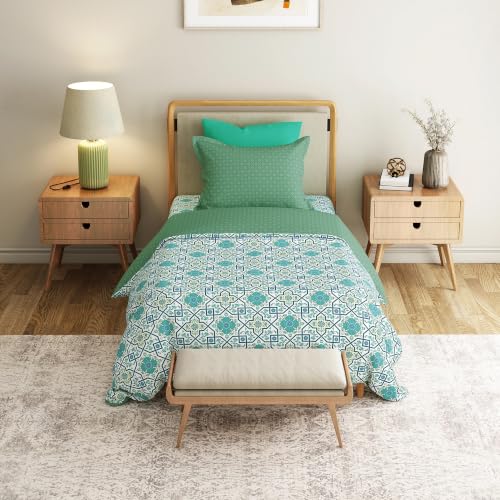 Image of Mytrident Bedsheet for Single Bed Cotton | 60 inch x 90 inch | Flourish Blue
